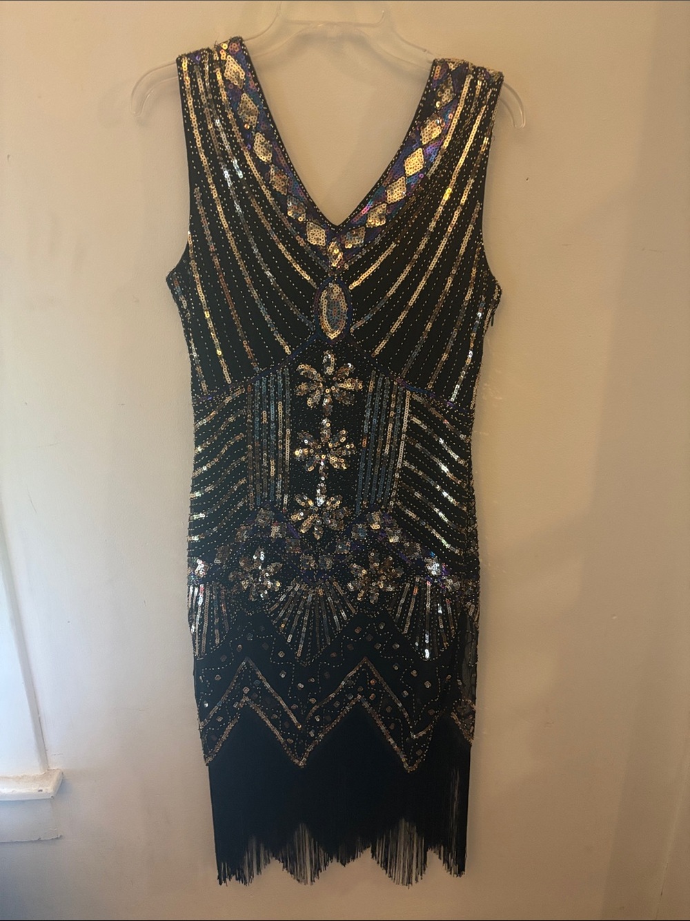 1920s Great Gatsby Flapper Dress & Deluxe Accessory Set Bundle Sz M